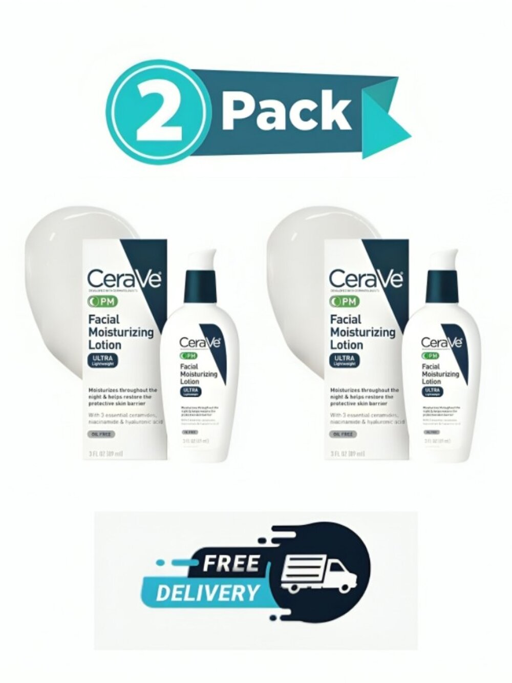 CeraVe PM Facial Moisturizing Lotion Utral Lightweight Oil Free 3 oz